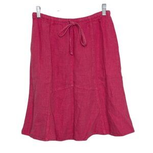 Match Point Linen Skirt Womens Size Small Pink Elastic Waist Drawstring A Line